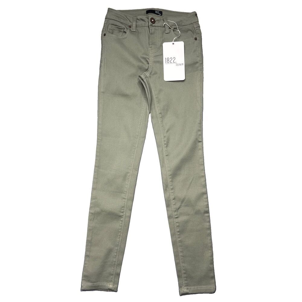 New 1822 Classic Skinny Butter Denim Jeans 0/25 (25x28.5) Green Stretch Womens